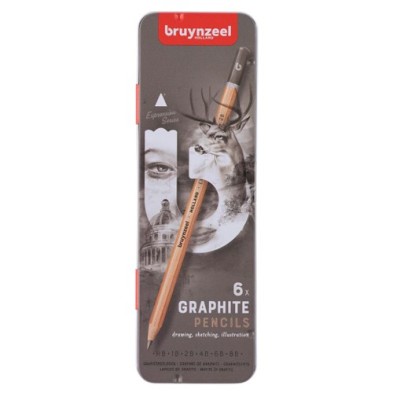 Material Bellas Artes – pintura-y-dibujo - Estuche de 6 lápices de grafito Bruynzeel | totenart.com