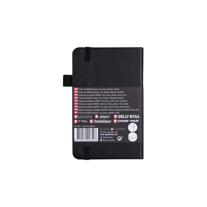 Material Bellas Artes - dibujo - Bloc Sakura hojas negras, 9x14, banda elastica, 80 h, 140 gr. | totenart.com