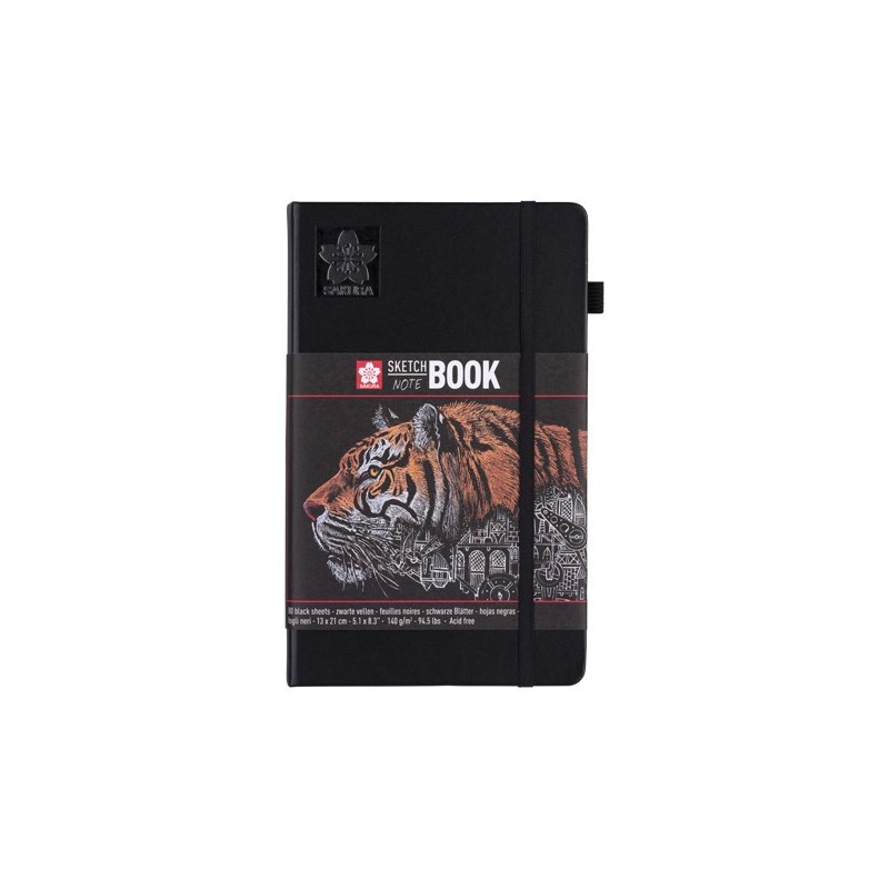 Material Bellas Artes - dibujo - Bloc Sakura hojas negras, 13x21, banda elastica, 80 h, 140 gr. | totenart.com