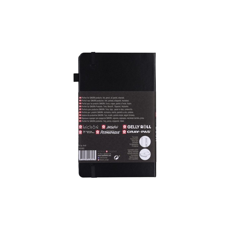 Material Bellas Artes - dibujo - Bloc Sakura hojas negras, 13x21, banda elastica, 80 h, 140 gr. | totenart.com