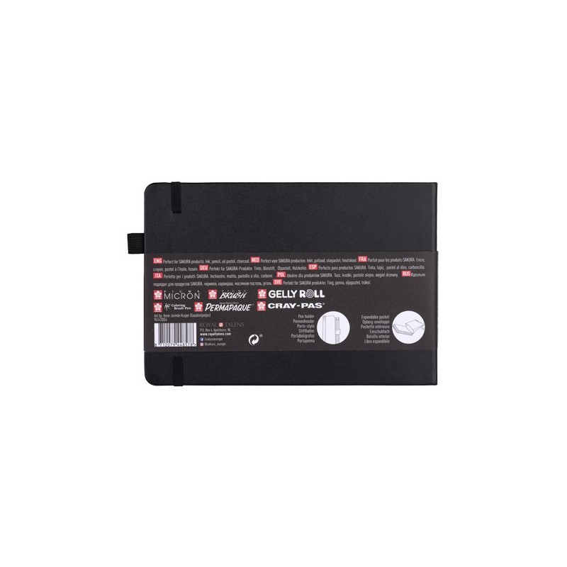 Material Bellas Artes - dibujo - Bloc Sakura hojas negras, 21x14,8, banda elastica, 80 h, 140 gr. | totenart.com