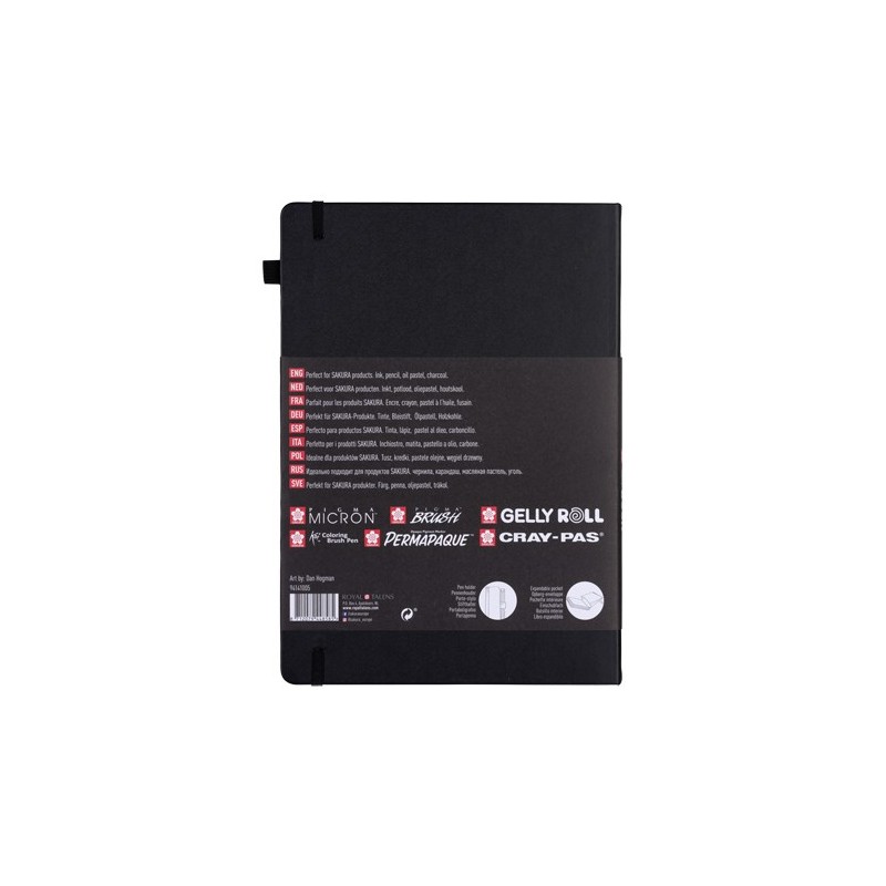 Material Bellas Artes - dibujo - Bloc Sakura hojas negras, 21x29,7, banda elastica, 80 h, 140 gr. | totenart.com