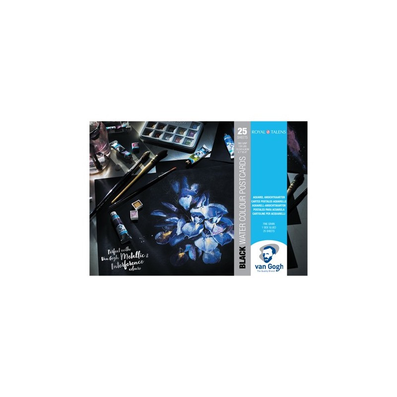 Material Bellas Artes – pintura-y-dibujo - Bloc Postales Acuarela papel negro Van Gogh 360 gr, 10,5x14,8, 25 hojas, grano fino |