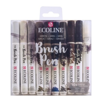 Material Bellas Artes - Pintura - Estuche Acuarela ROTULADOR Ecoline Brush Pen 10 ud SET GRISES * | totenart.com