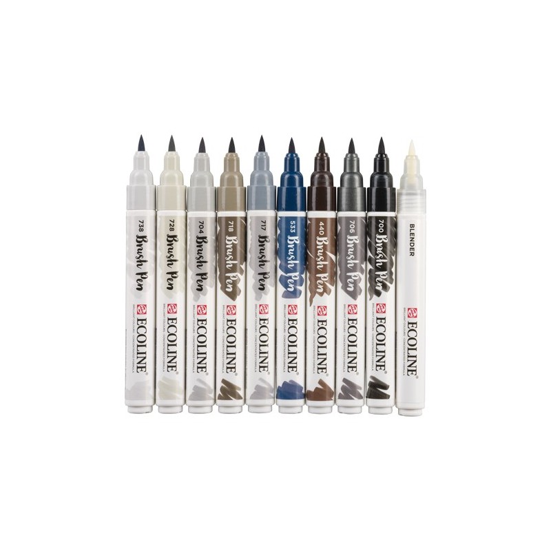 Material Bellas Artes - Pintura - Estuche Acuarela ROTULADOR Ecoline Brush Pen 10 ud SET GRISES * | totenart.com