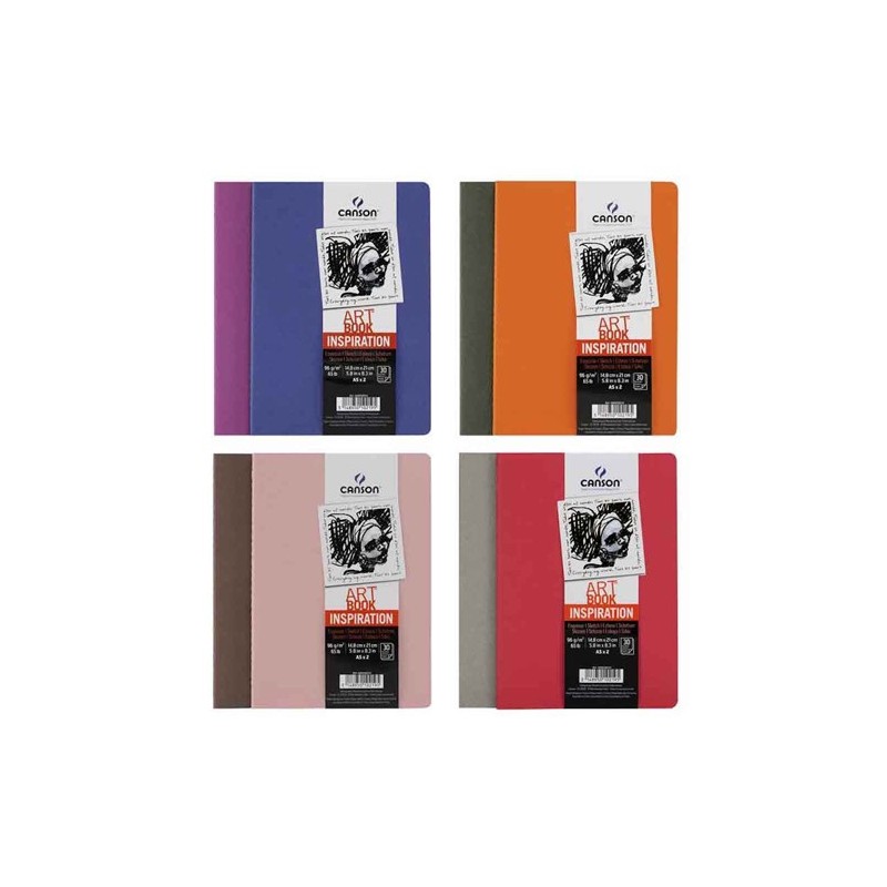 Material Bellas Artes - dibujo - Blocs Art Book Inspiration Canson, 14.8x21 cm, 96 gr, 30 h., (Set 2 blocs) -Tapas colores vario