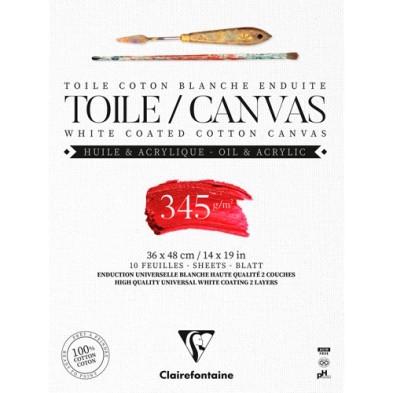 Material Bellas Artes – pintura-y-dibujo - Bloc tela imprimada para óleo y acrílico 36x48cm, 345 gr. 10 h. Clairefontaine  | tot