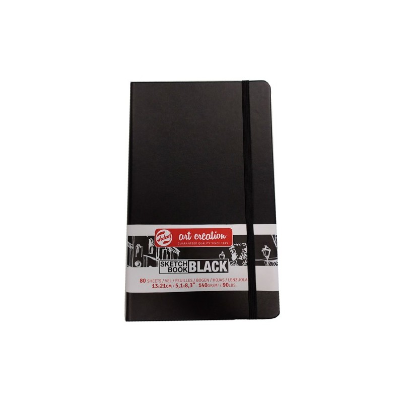 Material Bellas Artes - dibujo - Bloc ArtCreation hojas negras, 13x21, banda elastica, 80 h, 140 gr. | totenart.com