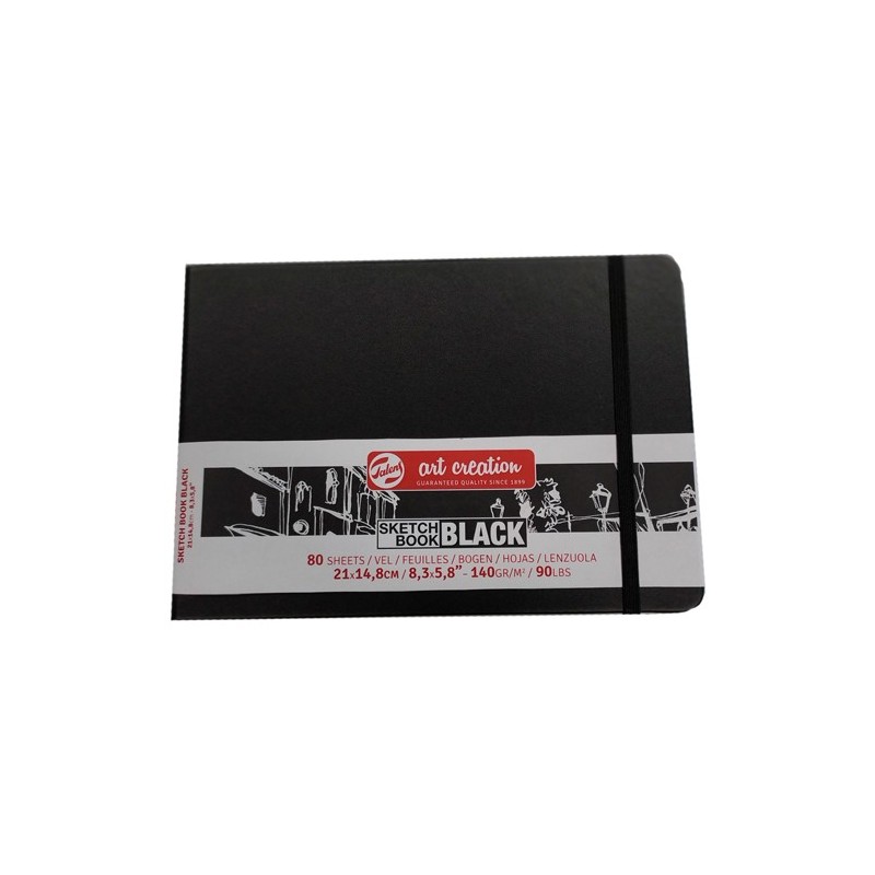 Material Bellas Artes - dibujo - Bloc ArtCreation hojas negras, 21x14,8, banda elastica, 80 h, 140 gr. | totenart.com