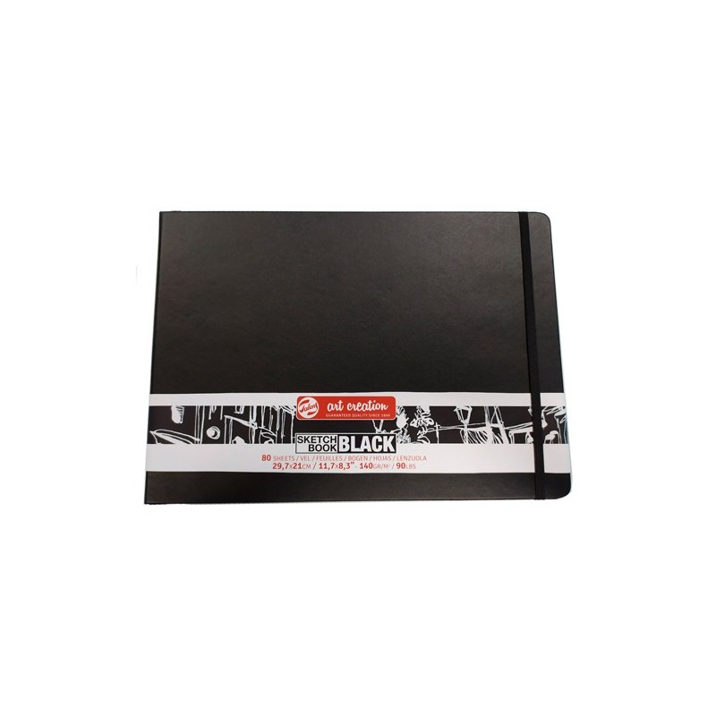 Material Bellas Artes - dibujo - Bloc ArtCreation hojas negras, 29,7x21, banda elastica, 80 h, 140 gr. | totenart.com