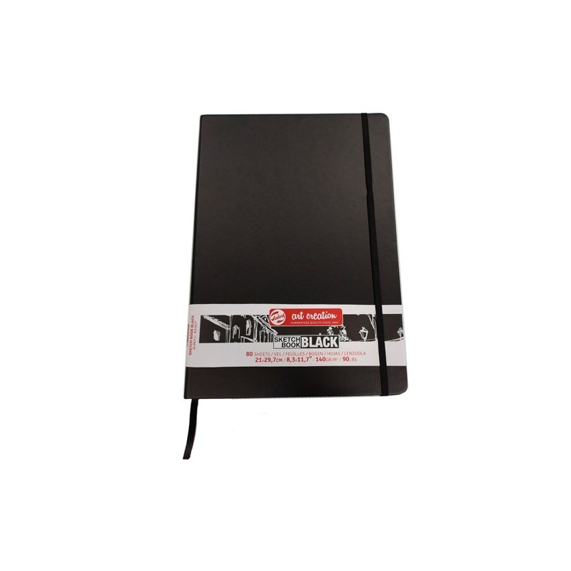 Material Bellas Artes - dibujo - Bloc ArtCreation hojas negras, 21x29,7, banda elastica, 80 h, 140 gr. | totenart.com