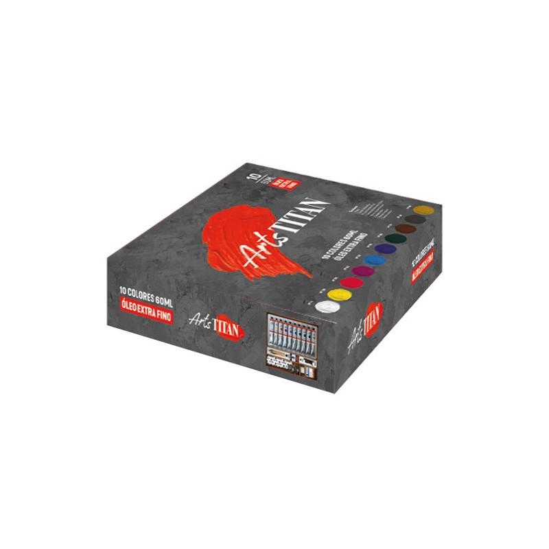 Material Bellas Artes - Pintura - Caja de madera con 10 colores óleo Titan extra fino (60 ml) | totenart.com
