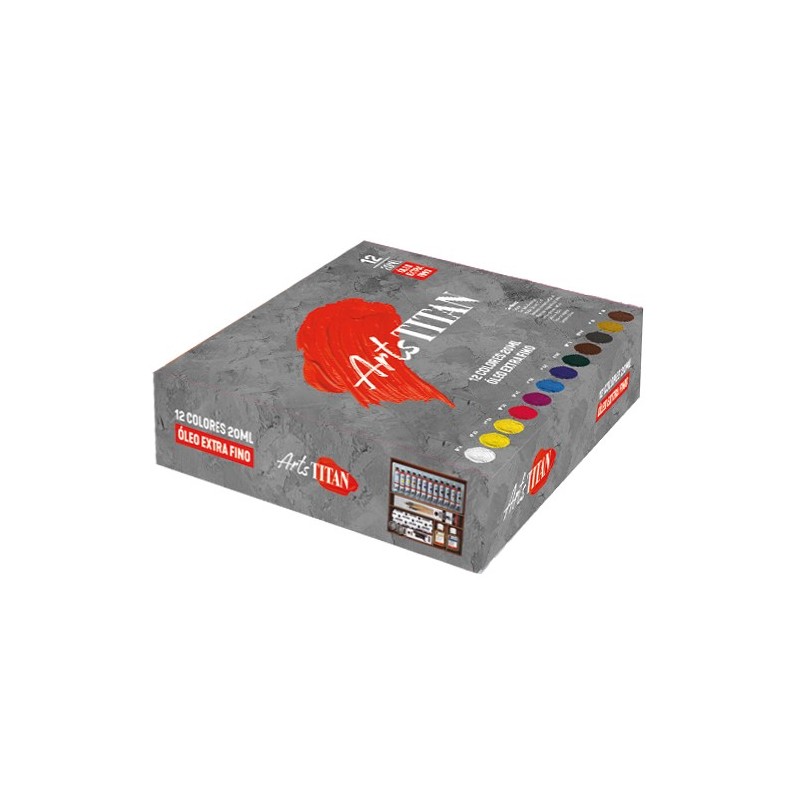 Material Bellas Artes - Pintura - Caja de madera con 12 colores óleo Titan extra fino (20 ml) | totenart.com