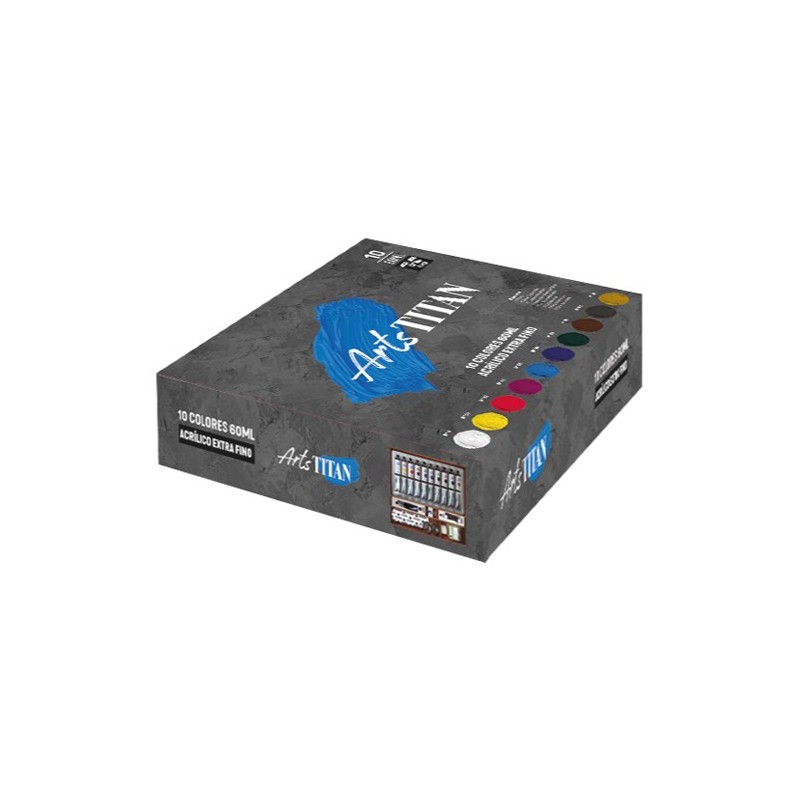 Material Bellas Artes - Pintura - Caja de madera con 10 colores acrílico Titan extra fino (60 ml) | totenart.com