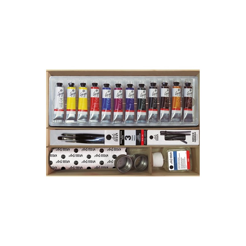 Material Bellas Artes - Pintura - Caja de cartón con 12 colores óleo Titan Goya (20 ml) | totenart.com