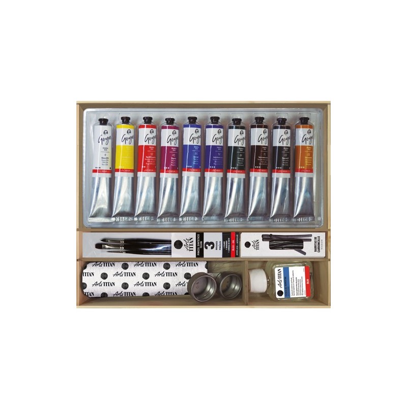 Material Bellas Artes - Pintura - Caja de madera con 10 colores óleo Titan Goya (60 ml) | totenart.com