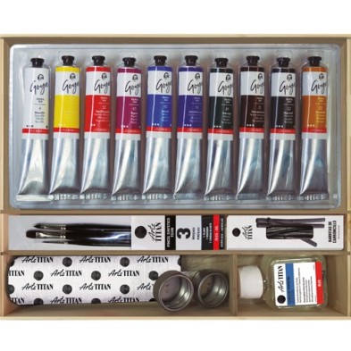 Material Bellas Artes - Pintura - Caja de madera con 10 colores óleo Titan Goya (60 ml) | totenart.com