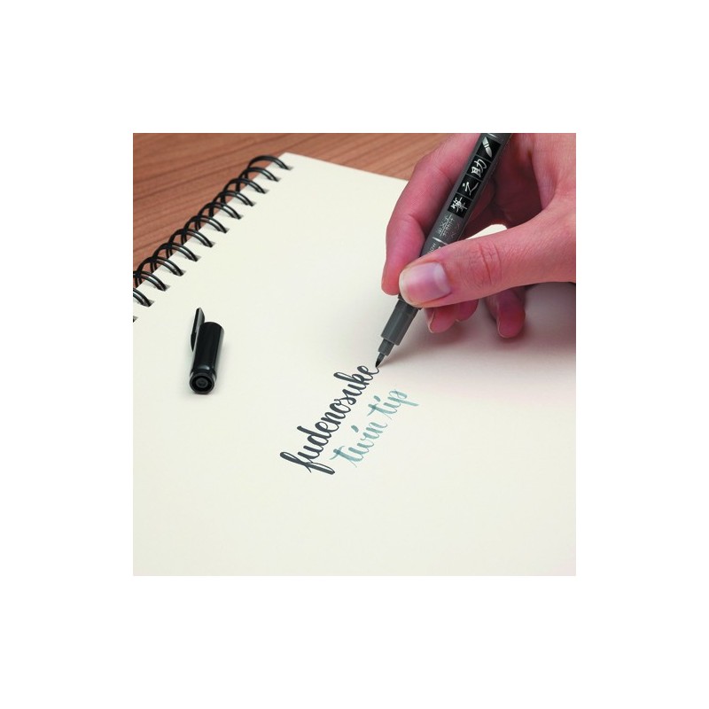 Material Bellas Artes - Pintura - Rotulador Tombow Fudenosuke Twin, 2 puntas blandas, base agua, negro y gris | totenart.com