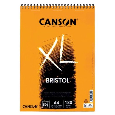 Material Bellas Artes – pintura-y-dibujo - Bloc XL Bristol Ilustración Canson, 50 hojas, 180 gr., A4 (anillas) | totenart.com