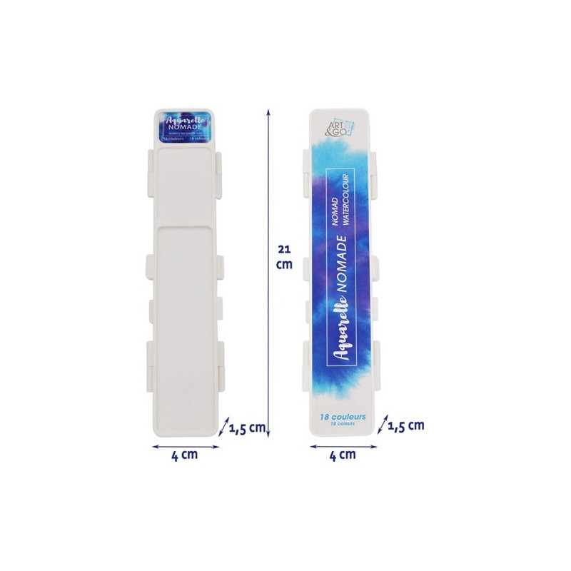 Material Bellas Artes - Pintura - Caja Acuarelas Nomad acordeón, 18 colores, ART & GO | totenart.com