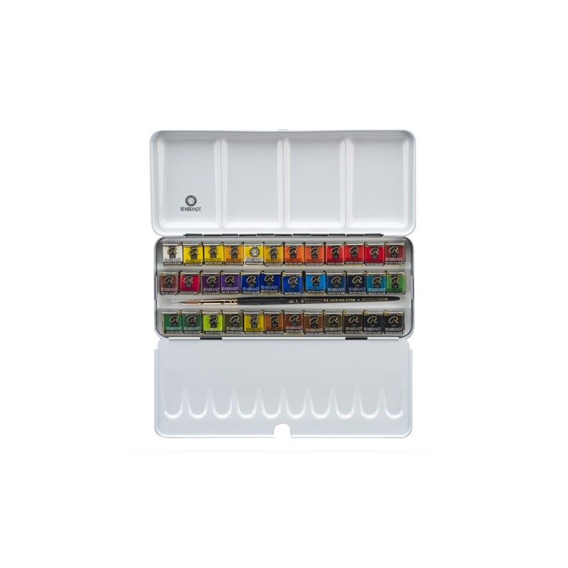Material Bellas Artes - Pintura - Caja metálica con 24 pastillas acuarelas Rembrandt | totenart.com