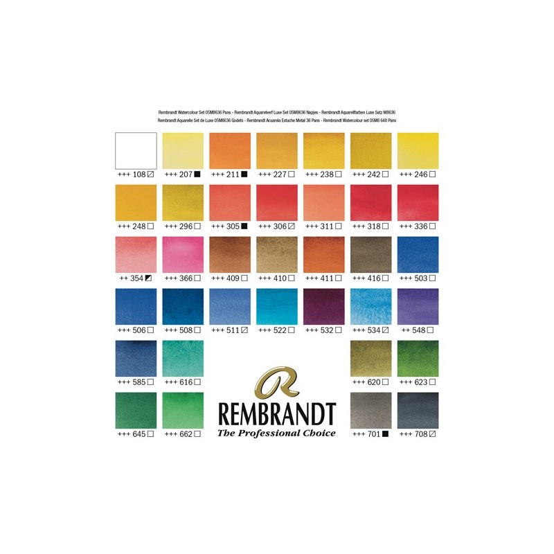 Material Bellas Artes - Pintura - Caja metálica con 24 pastillas acuarelas Rembrandt | totenart.com
