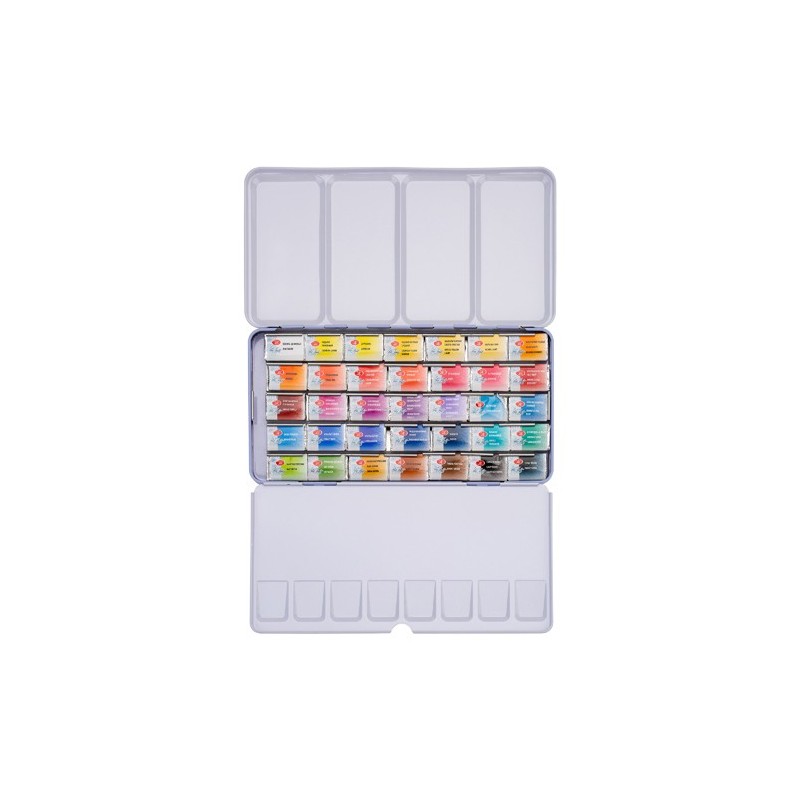 Material Bellas Artes - Pintura - Set acuarela 35 godets, estuche de metal, Celeste, White Nights | totenart.com