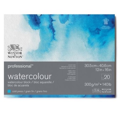 Material Bellas Artes – pintura-y-dibujo - Bloc acuarela, 20 h, grano fino, 300 g, 30,5 x 40,6 cm, Winsor&Newton | totenart.com