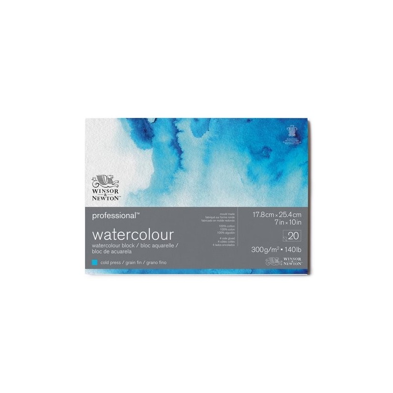 Material Bellas Artes – pintura-y-dibujo - Bloc acuarela, 20 h, grano fino, 300 g,  17,8 x 25,4 cm, Winsor&Newton | totenart.com