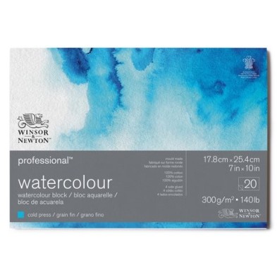 Material Bellas Artes – pintura-y-dibujo - Bloc acuarela, 20 h, grano fino, 300 g,  17,8 x 25,4 cm, Winsor&Newton | totenart.com