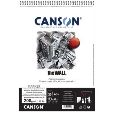 Material Bellas Artes – pintura-y-dibujo - Canson The Wall (Block), Extraliso, 30h., 200 gr., A3+ | totenart.com