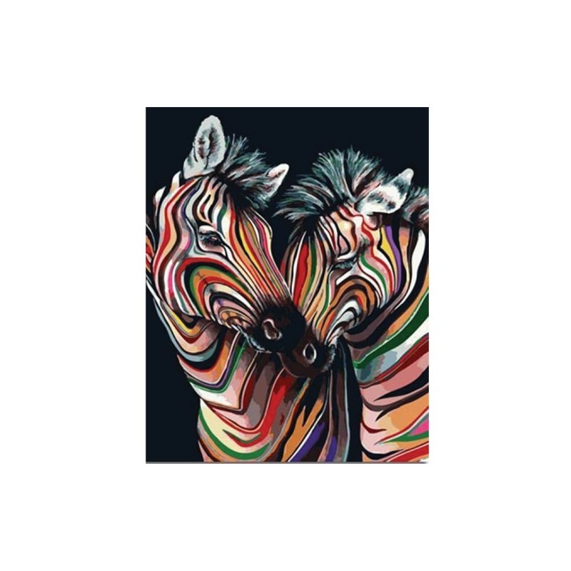 Material Bellas Artes - Pintura - Pintar por números kit cuadro \"Pareja de cebras de colores\", 40x50cm, Figured\'Art | totenar