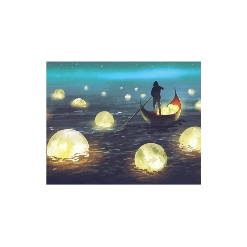 Material Bellas Artes - Pintura - Pintar por números kit cuadro \"Luces en el lago\", 40x50cm, Figured\'Art | totenart.com