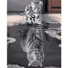 Material Bellas Artes - Pintura - Pintar por números kit cuadro \"Gatito reflejo tigre\", 40x50cm, Figured\'Art | totenart.com