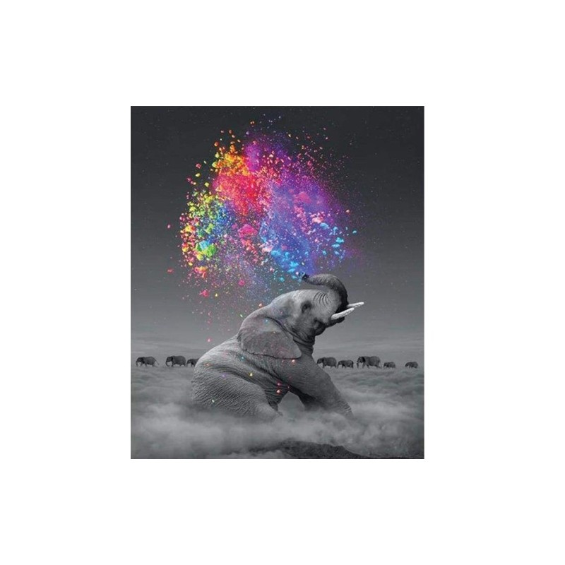 Material Bellas Artes - Pintura - Pintar por números kit cuadro \"Elefante y explosión de colores\", 40x50cm, Figured\'Art | tot