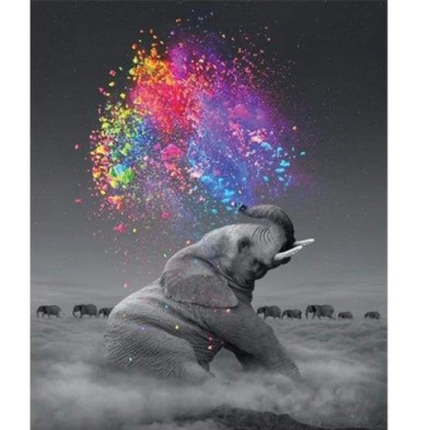 Material Bellas Artes - Pintura - Pintar por números kit cuadro \"Elefante y explosión de colores\", 40x50cm, Figured\'Art | tot