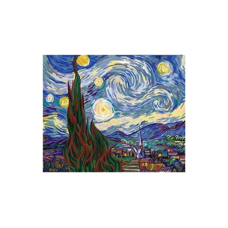 Material Bellas Artes - Pintura - Pintar por números kit cuadro \"Van Gogh Noche Estrellada\", 40x50cm, Figured\'Art | totenart.