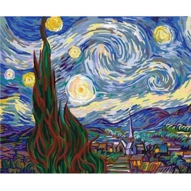 Material Bellas Artes - Pintura - Pintar por números kit cuadro \"Van Gogh Noche Estrellada\", 40x50cm, Figured\'Art | totenart.