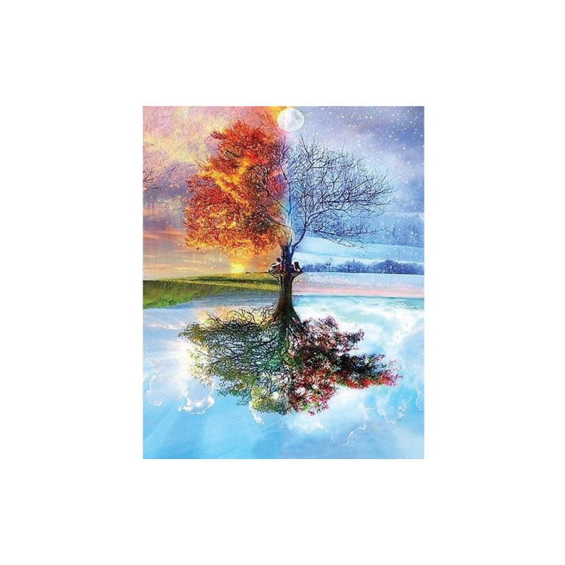 Material Bellas Artes - Pintura - Pintar por números kit cuadro \"Árbol 4 estaciones\", 40x50cm, Figured\'Art | totenart.com
