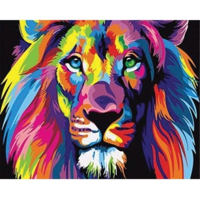 Material Bellas Artes - Pintura - Pintar por números kit cuadro \"León Pop Art\", 40x50cm, Figured\'Art | totenart.com