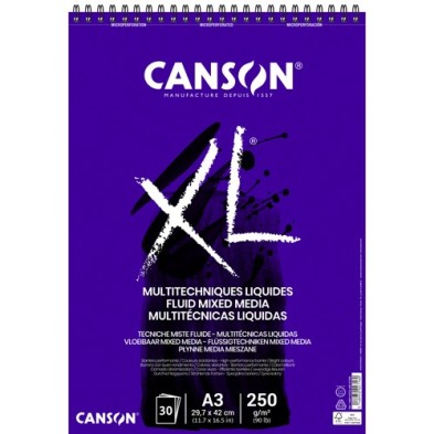 Material Bellas Artes – pintura-y-dibujo - Bloc XL Multitécnicas Líquidas Canson, 30 hojas, 250 gr., A3 (anillas) | totenart.com