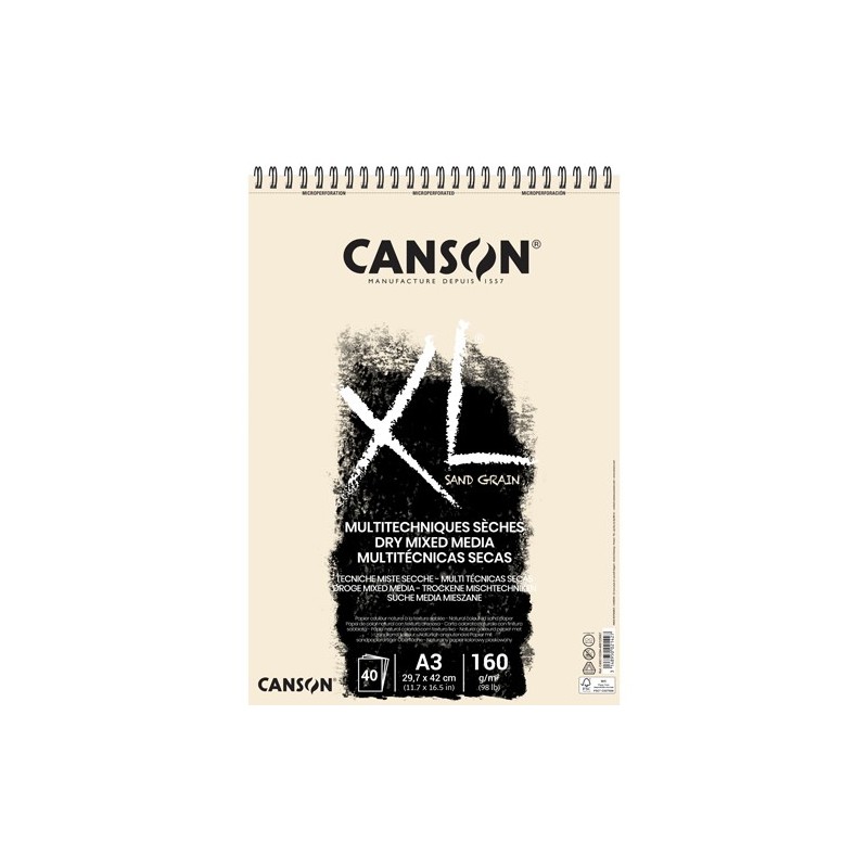 Material Bellas Artes – pintura-y-dibujo - Bloc XL Sand Grain natural Canson, 40 hojas, 160 gr., A3 (anillas) | totenart.com