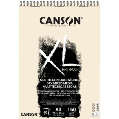 Material Bellas Artes – pintura-y-dibujo - Bloc XL Sand Grain natural Canson, 40 hojas, 160 gr., A3 (anillas) | totenart.com