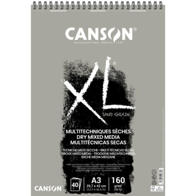Material Bellas Artes – pintura-y-dibujo - Bloc XL Sand Grain gris Canson, 40 hojas, 160 gr., A3 (anillas) | totenart.com