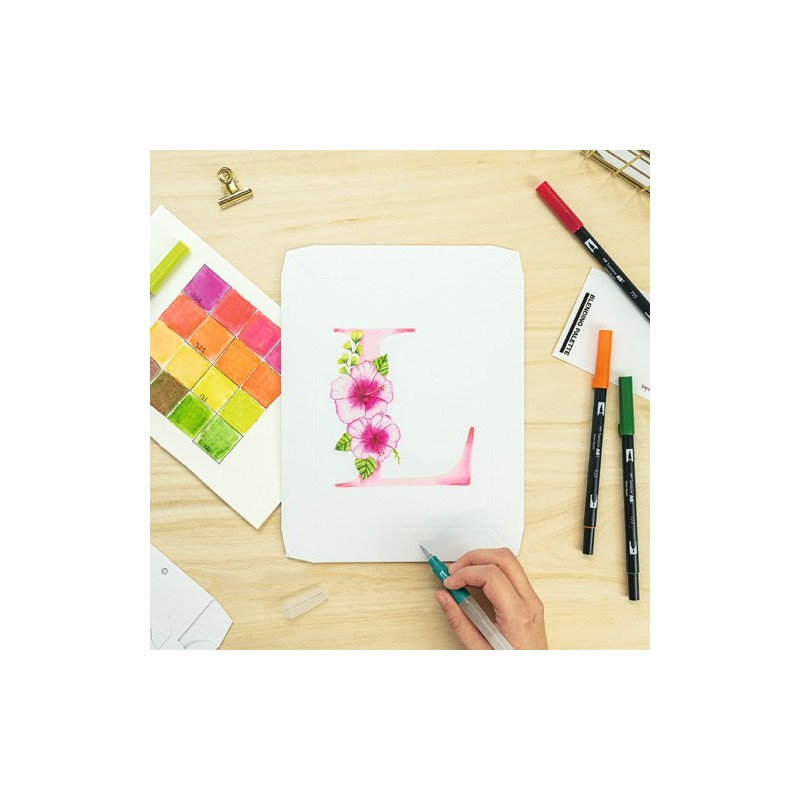 Material Bellas Artes - Pintura - Set de lienzos para acuarela Tombow, Letras florales | totenart.com