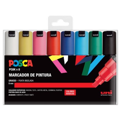 Material Bellas Artes - Pintura - Estuche de Rotuladores PC-8K Posca, 8 colores | totenart.com