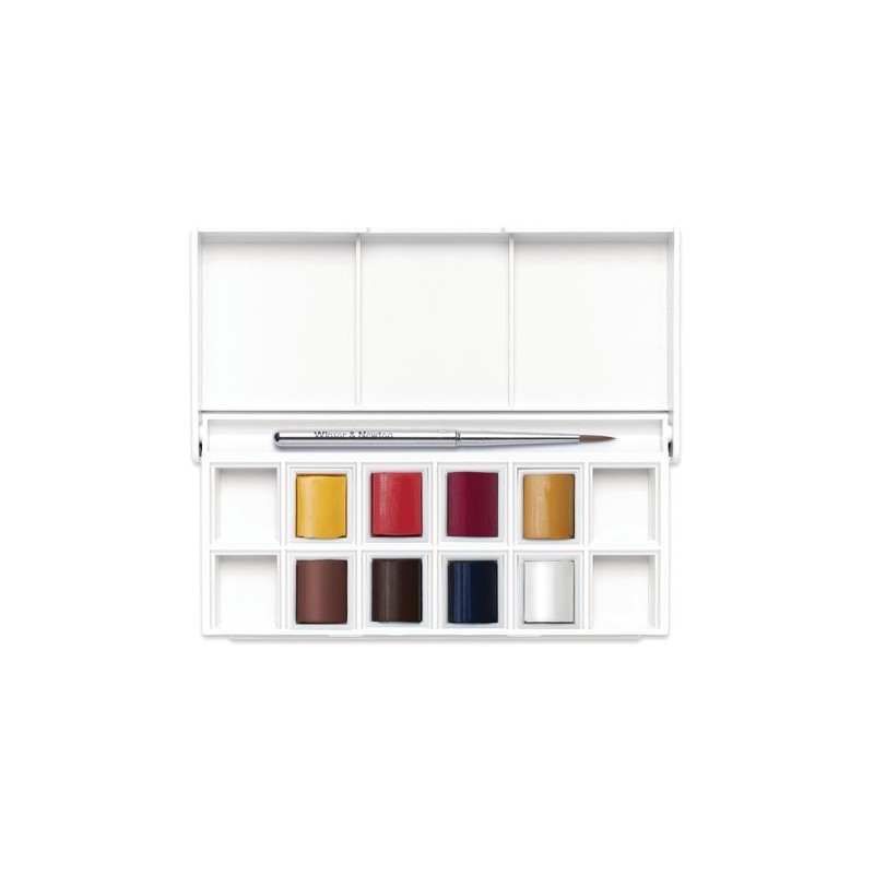 Material Bellas Artes - Pintura - Caja acuarelas de bolsillo Winsor and Newton Cotman, 8 1/2 godets (capacidad 12) y pincel, Ret