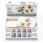 Material Bellas Artes - Pintura - Caja acuarelas de bolsillo Winsor and Newton Cotman, 8 1/2 godets (capacidad 12) y pincel, Flo