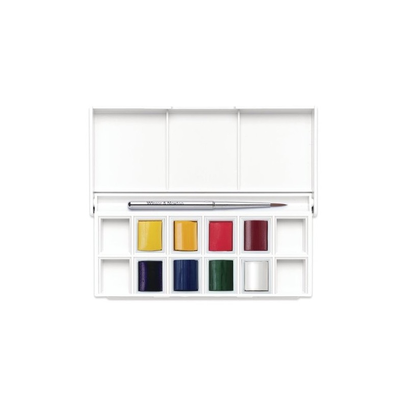 Material Bellas Artes - Pintura - Caja acuarelas de bolsillo Winsor and Newton Cotman, 8 1/2 godets (capacidad 12) y pincel, Flo