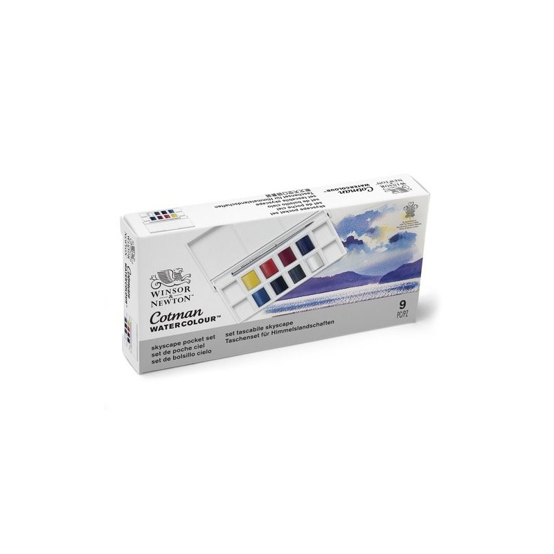 Material Bellas Artes - Pintura - Caja acuarelas de bolsillo Winsor and Newton Cotman, 8 1/2 godets (capacidad 12) y pincel, Cie